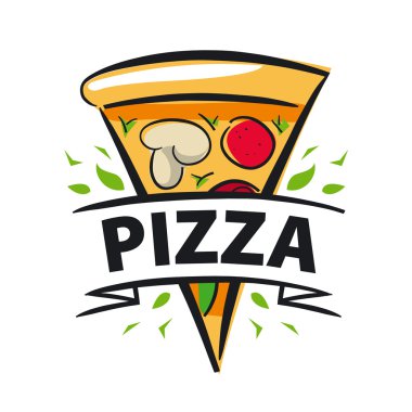 vektör logo dilim pizza ve şerit