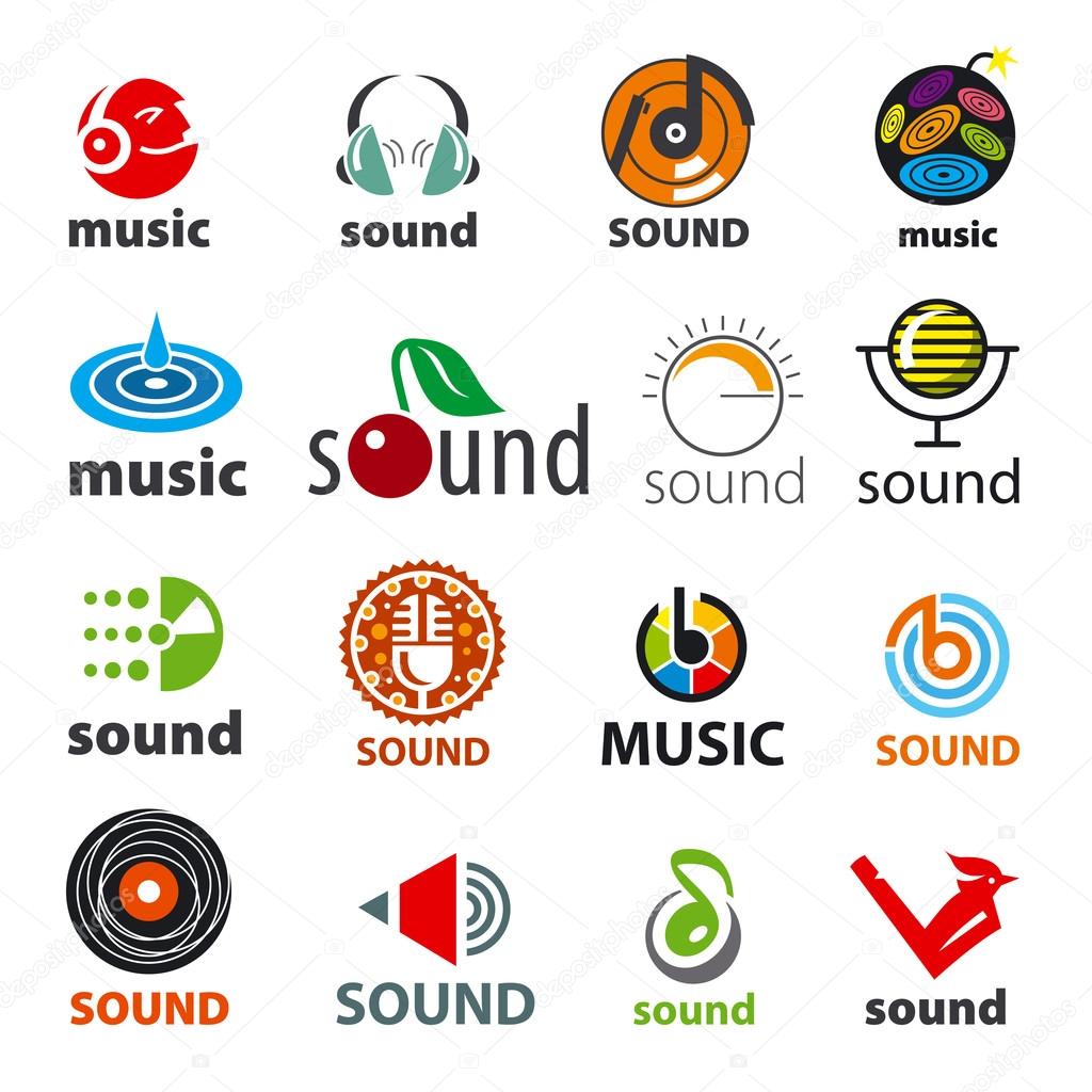 Big set of vector logos sound and music