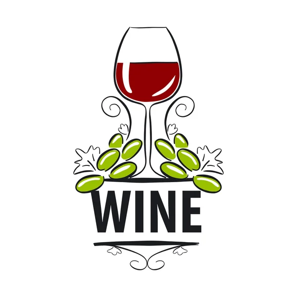 Vektor logo pohár bor és a szőlő — Stock Vector