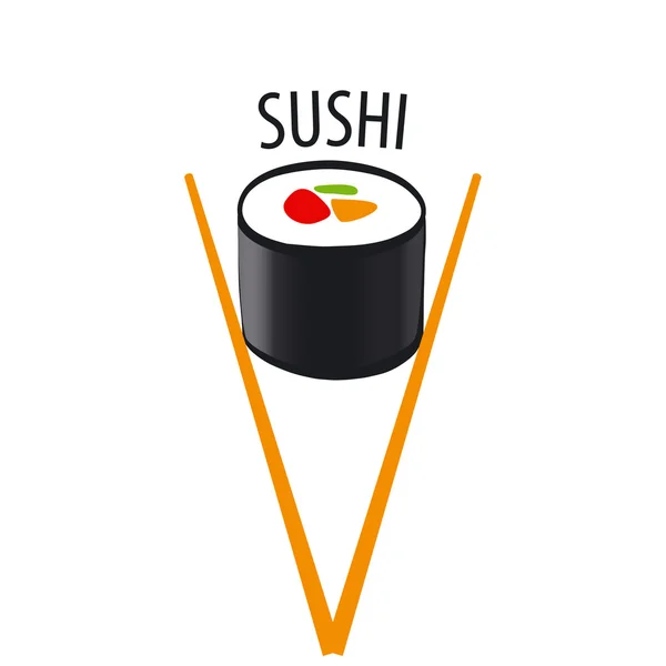 Vector logo sushi japonés y palillos — Vector de stock