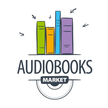 Vektör logo audiobook, kitaplar imleçler saldırdı.