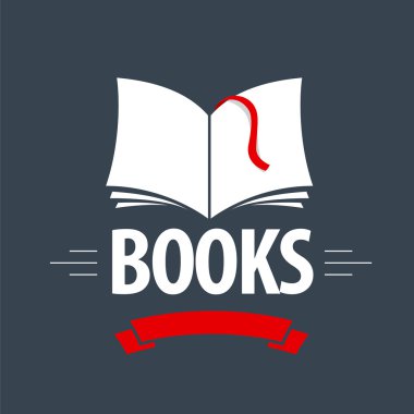 bir kırmızı kurdele ve yer işareti ile vektör logosu kitap 