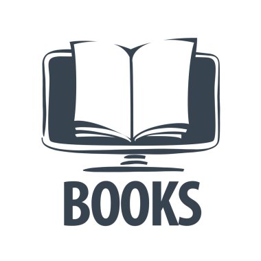 bilgisayar ekranında E-kitap logo vektör
