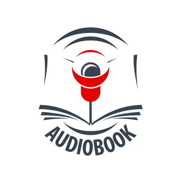 Audiolibro con logo vectorial con altavoz rojo — Vector de stock