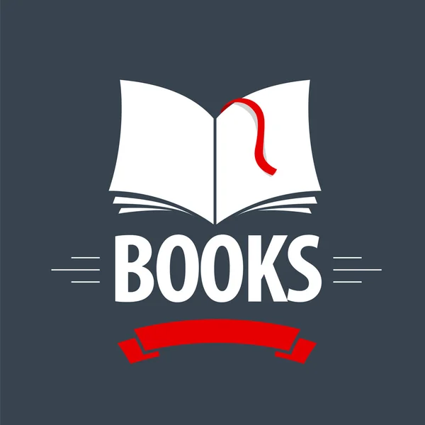 赤いリボンとブックマーク ベクトルのロゴの本 — ストックベクタ