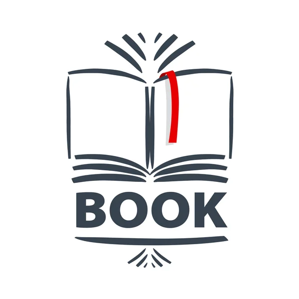Vektor-Logo-Buch und rotes Lesezeichen — Stockvektor