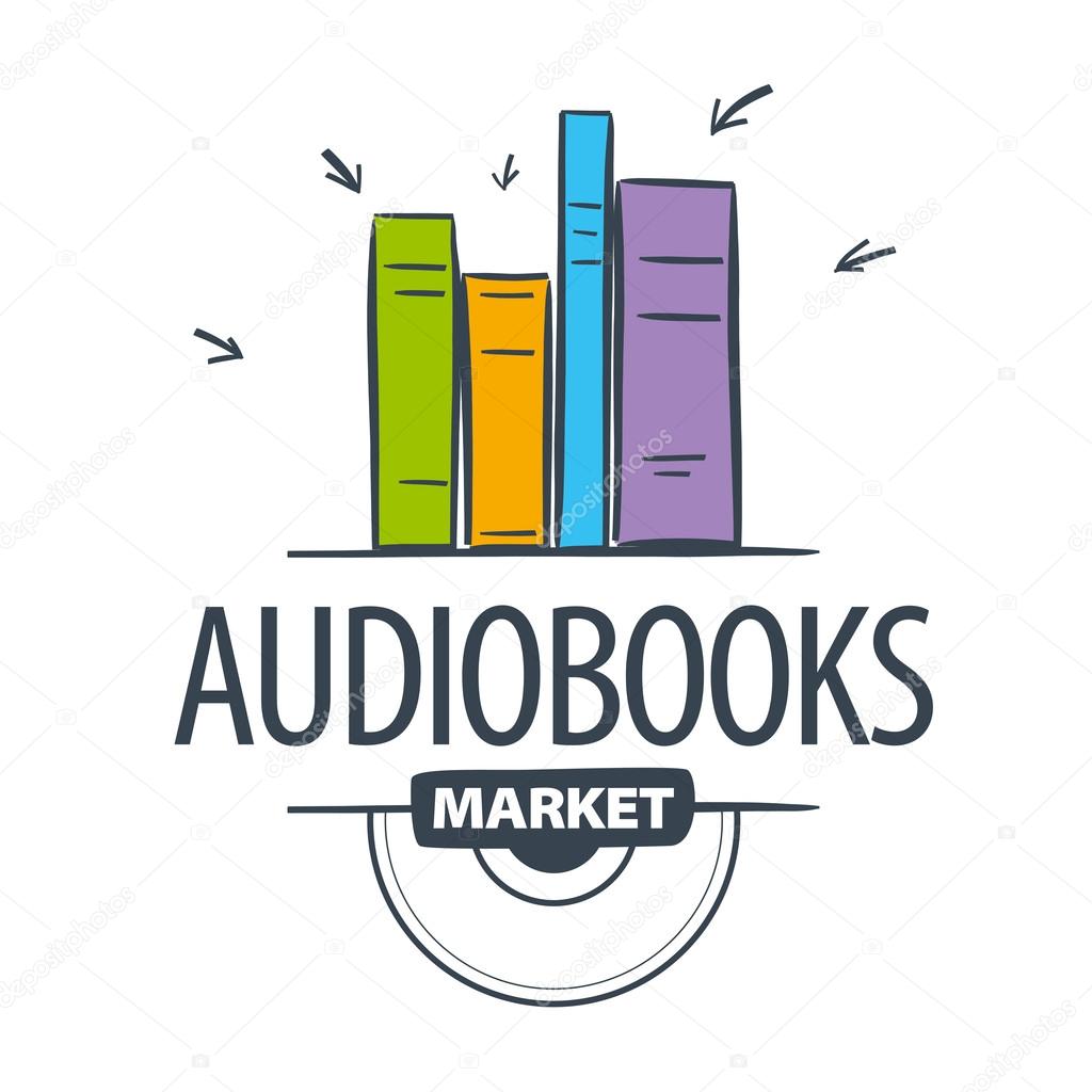 Vector logo audiobook, books attacked cursors