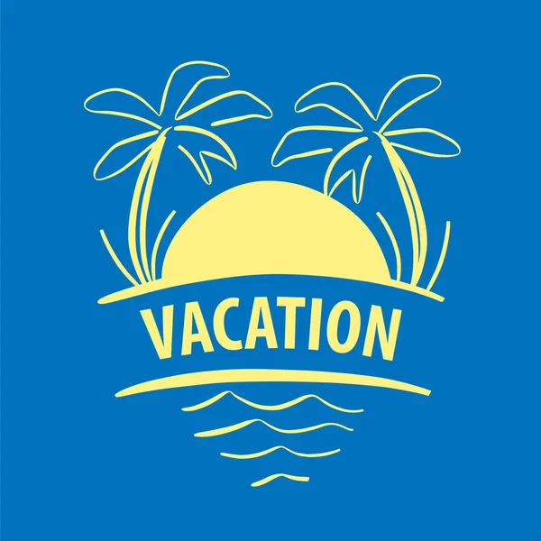 Vector logo sun, palm trees, sea — Stock Vector