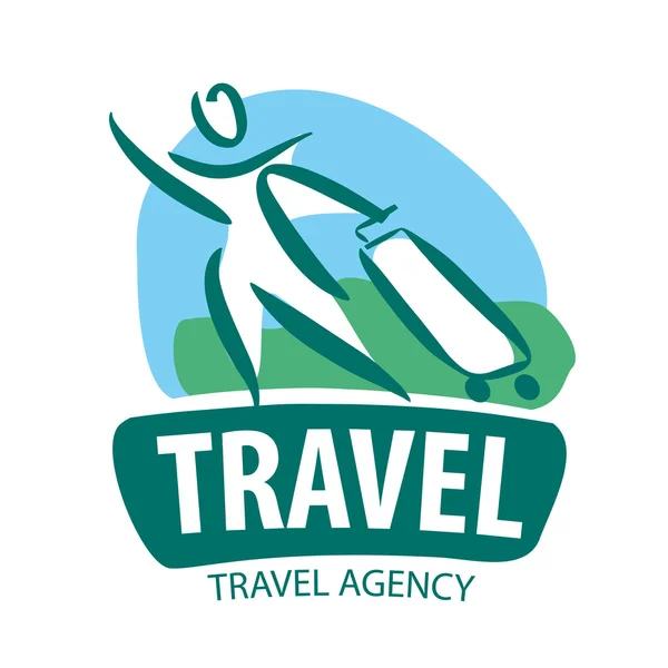 Vector logo turista viajando con una maleta — Vector de stock
