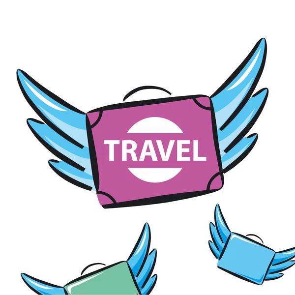 Vektor logo flyger resväskor med vingar — Stock vektor