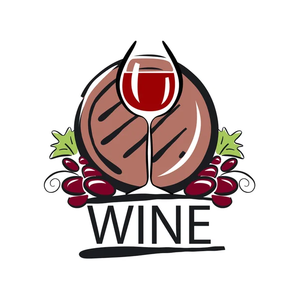 Logotipo do vetor barril de vinho tinto e da videira —  Vetores de Stock