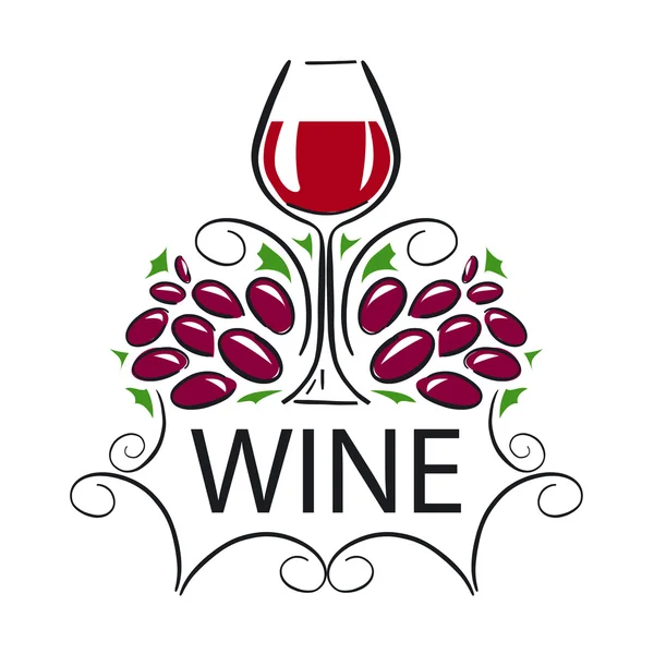 Векторный логотип бокал вина и винограда — стоковый вектор