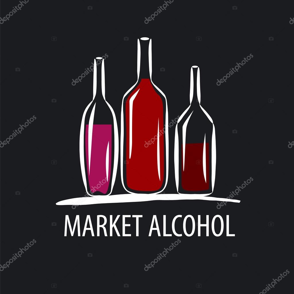 Vector logo wine bottles on a black background