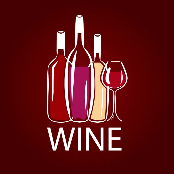 Векторный логотип бутылка вина и бокал вина — стоковый вектор
