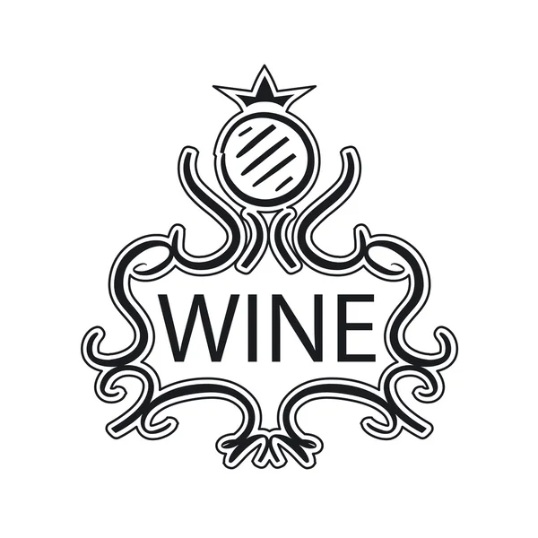 Logo vectoriel orné avec couronne et vin de fût — Image vectorielle