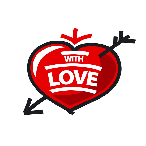 Векторний логотип червоне серце і стрілка — стоковий вектор
