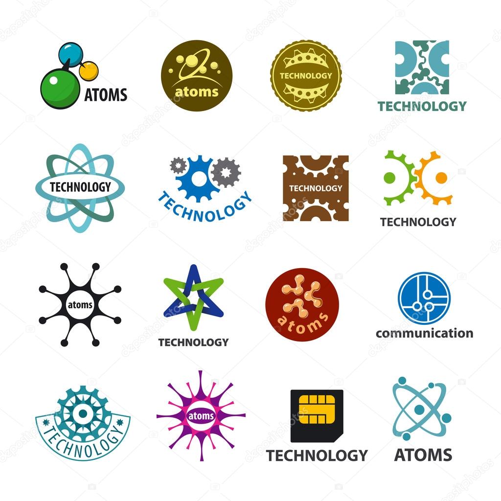 Biggest collection of vector logos technology and atoms