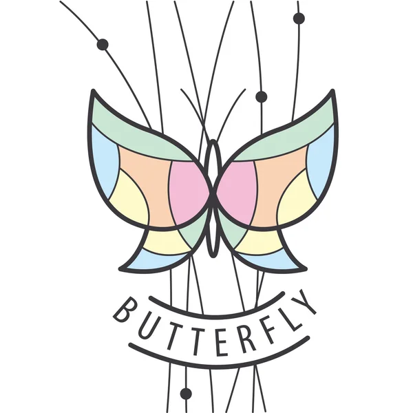 Logo vectoriel papillon perché sur les branches — Image vectorielle