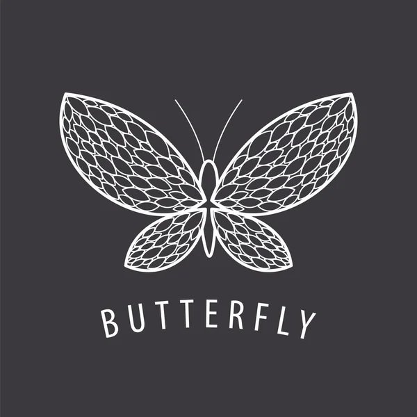 Vector logo elegant white butterfly petal — Stock Vector