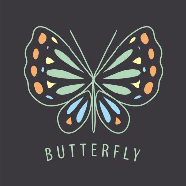 karanlık bir arka plan üzerinde Kelebek desenler vektör logosu