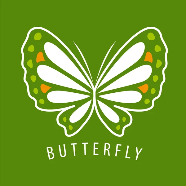 Wektor logo motyl delikatny na zielonym tle — Wektor stockowy
