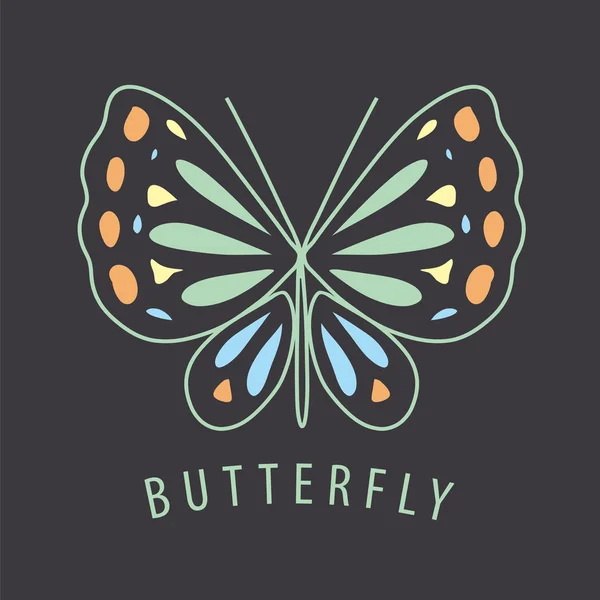 Logo vectoriel des motifs papillon sur un fond sombre — Image vectorielle