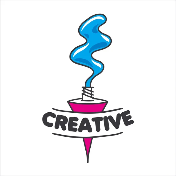 Vector logo tube of paint for creativity — Stock Vector