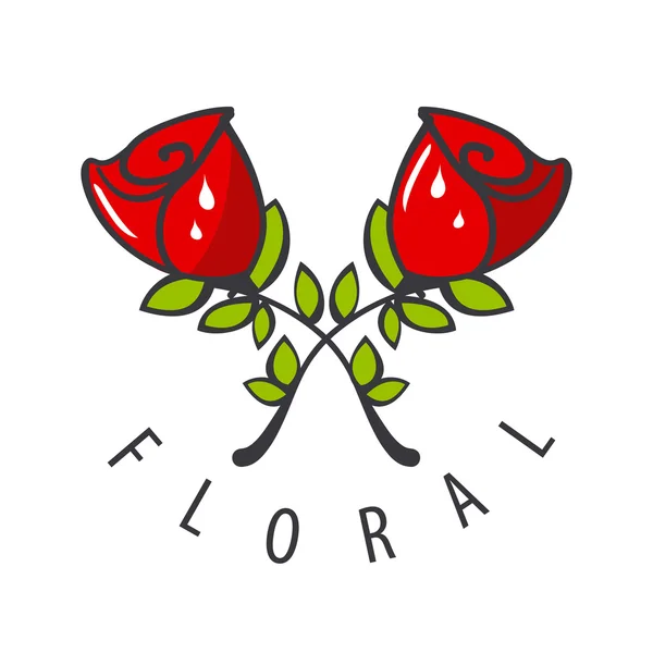 Wektor logo dwie czerwone róże — Wektor stockowy