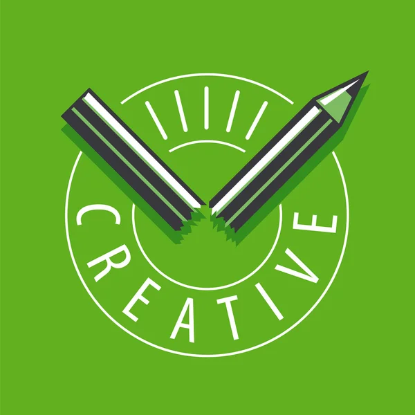 Векторный логотип сломанный карандаш на зеленом фоне — стоковый вектор