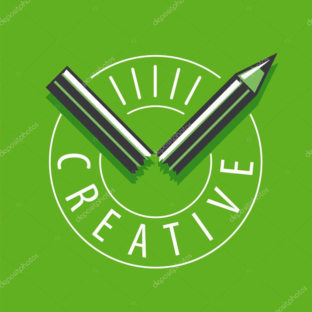 Vector logo broken pencil on a green background