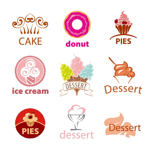Biggest collection of vector logos desserts — Stock Vector