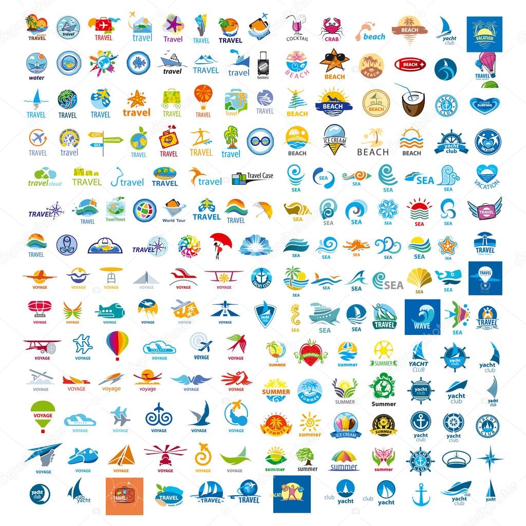 Large set of vector logos trip