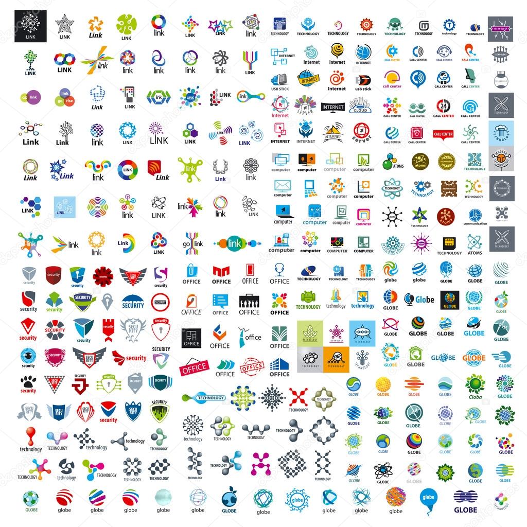 Large set of vector logos technology
