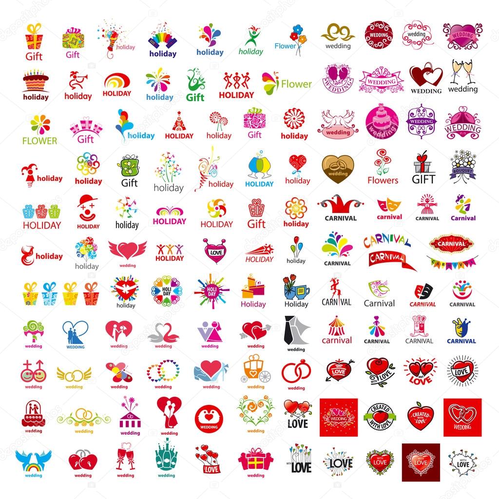 Large set of vector logos holiday