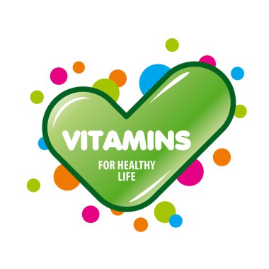 Logo yeşil onay işareti vitaminler vektör