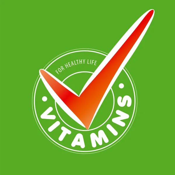 Vektor logo vitaminer på grön bakgrund — Stock vektor