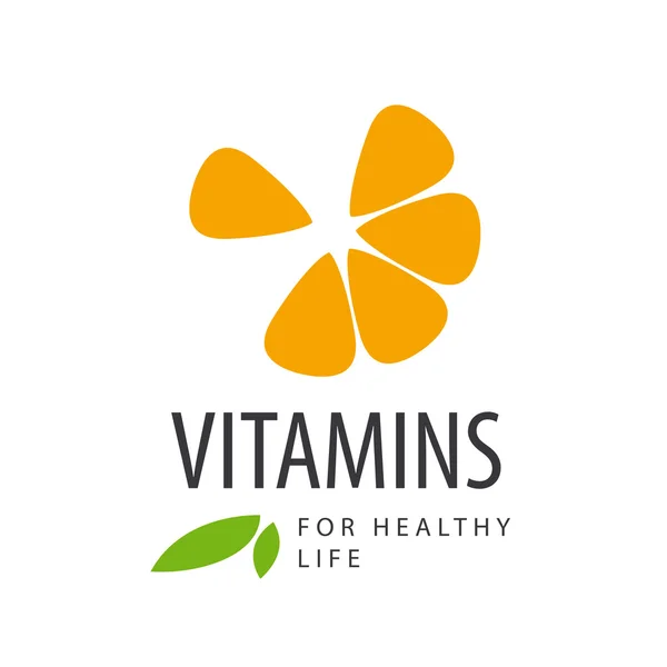 Logotipo del vector en rodajas de naranja vitaminas — Vector de stock