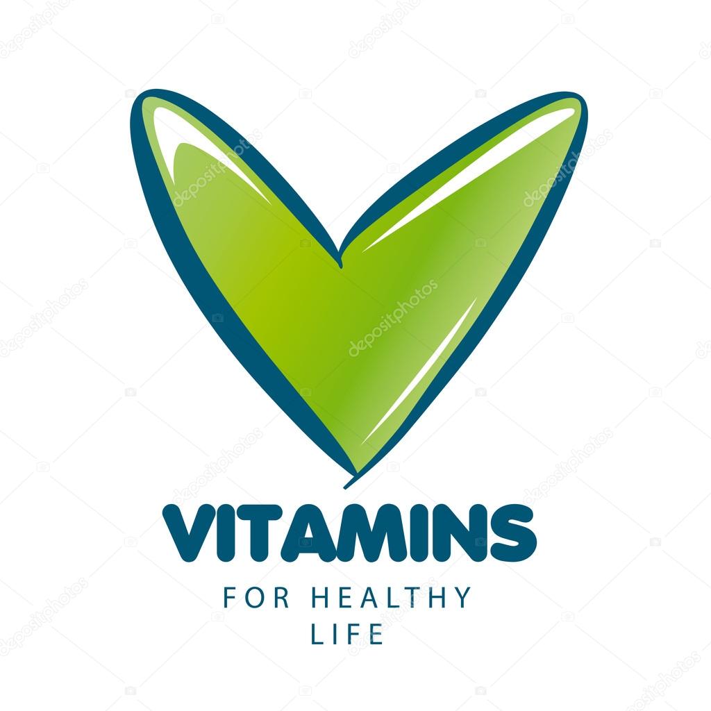 Vector logo vitamins with green tick