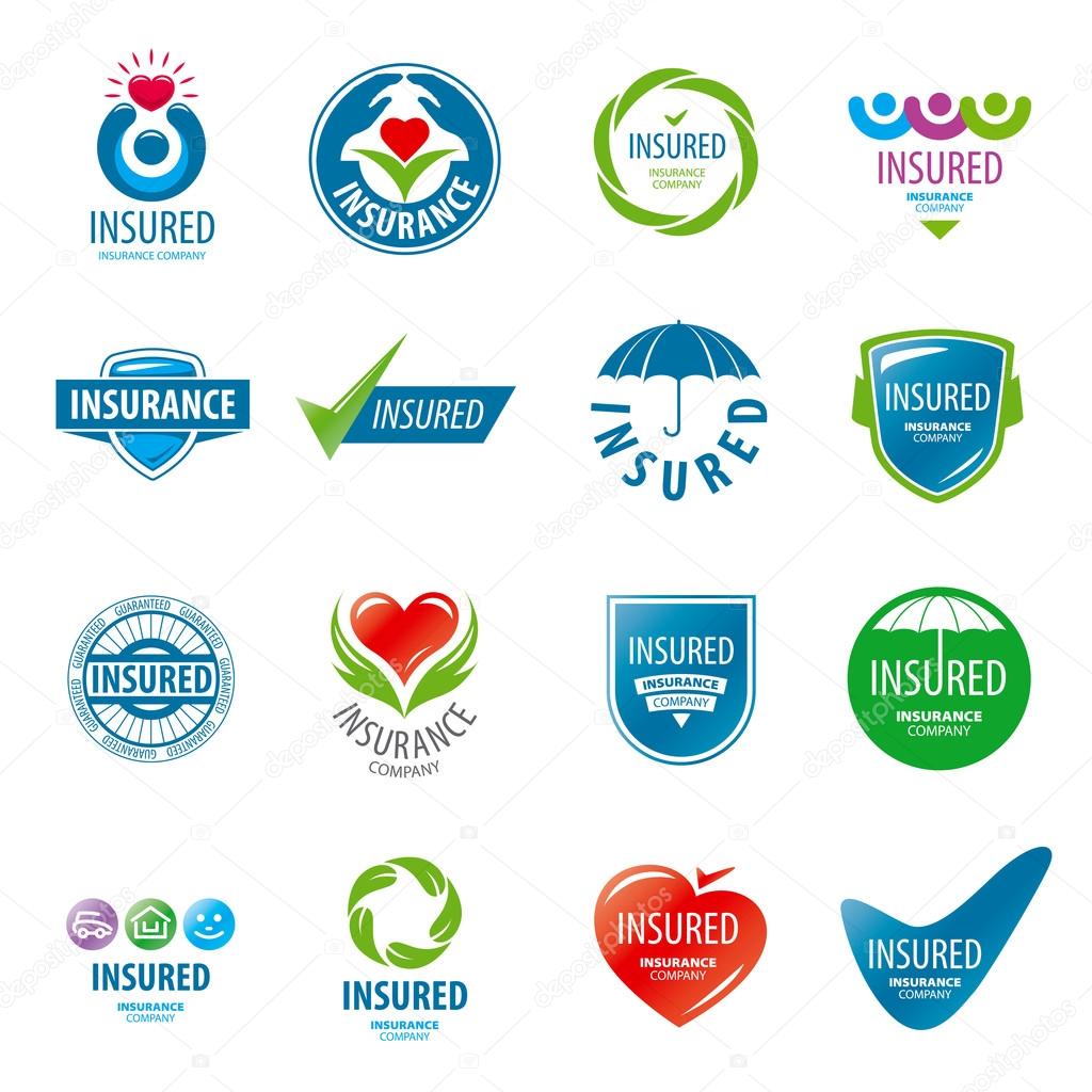 large set of vector logos insurance