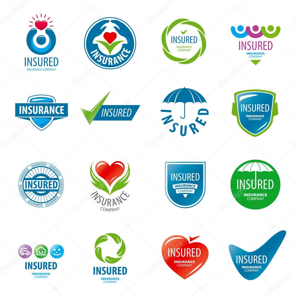 Large set of vector logos insurance