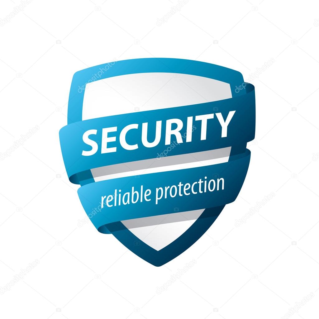 Vector logo blue shield for protection