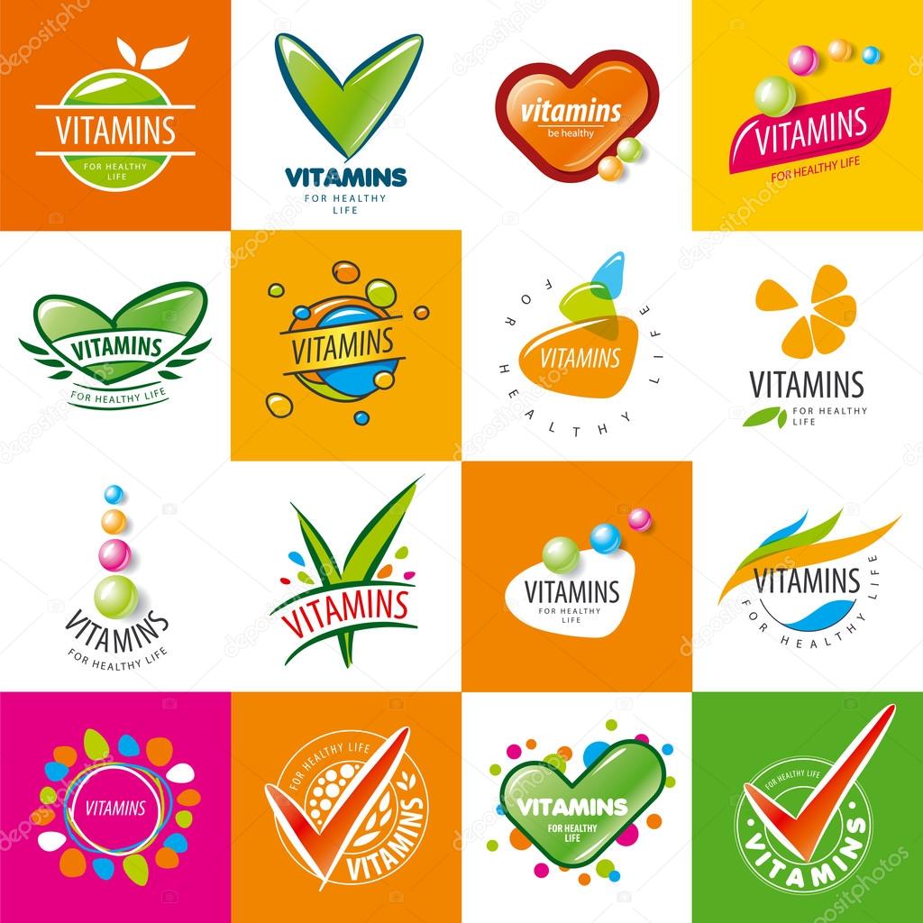 Large set of vector logos vitamins
