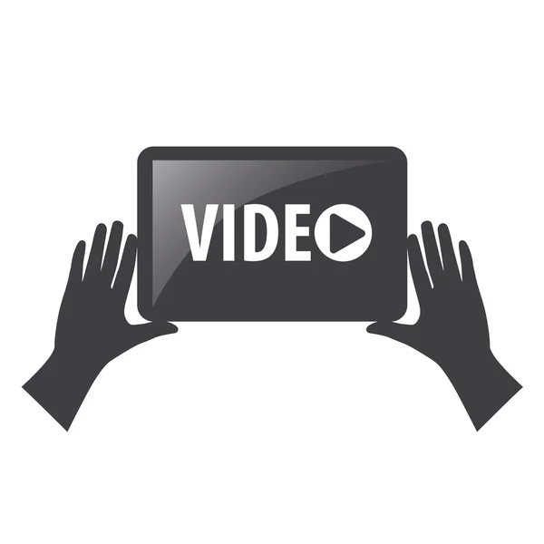 Vector logo-weergave video in de handen — Stockvector