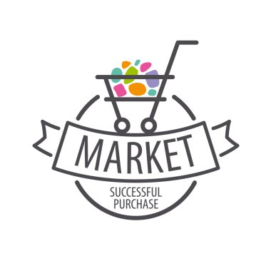Yuvarlak vektör logo alışveriş sepeti