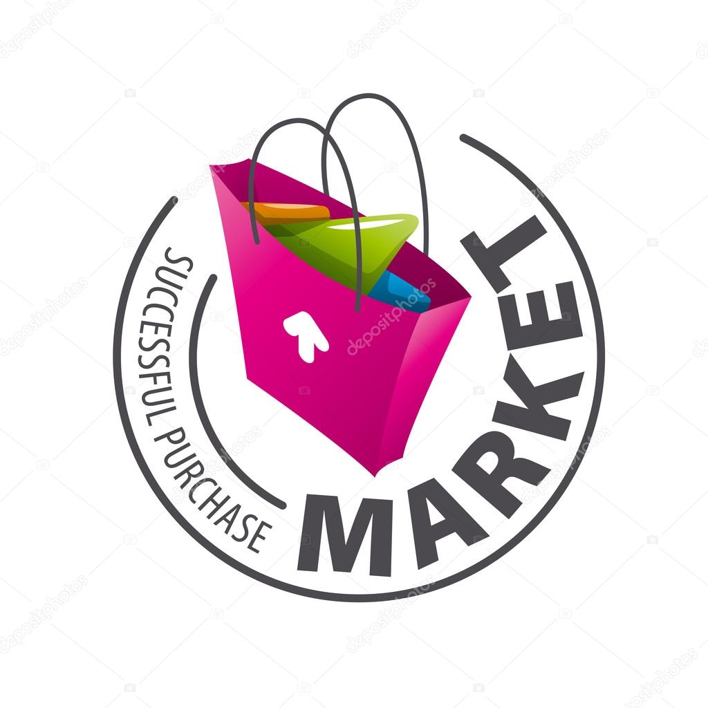 Grocery store text with creative shopping bag logo