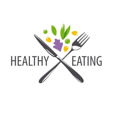vector logo fork, knife and vegetables clipart