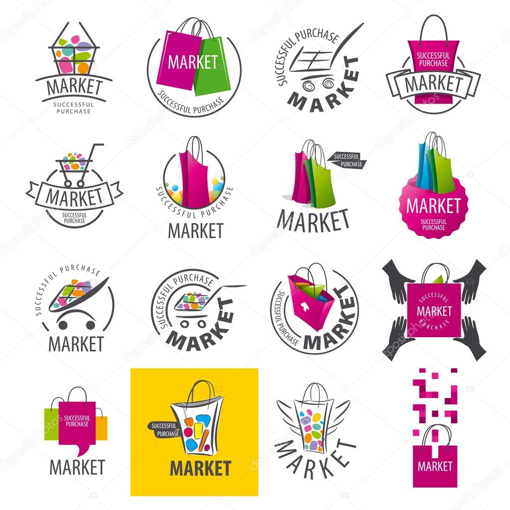 Large set of vector logos for market