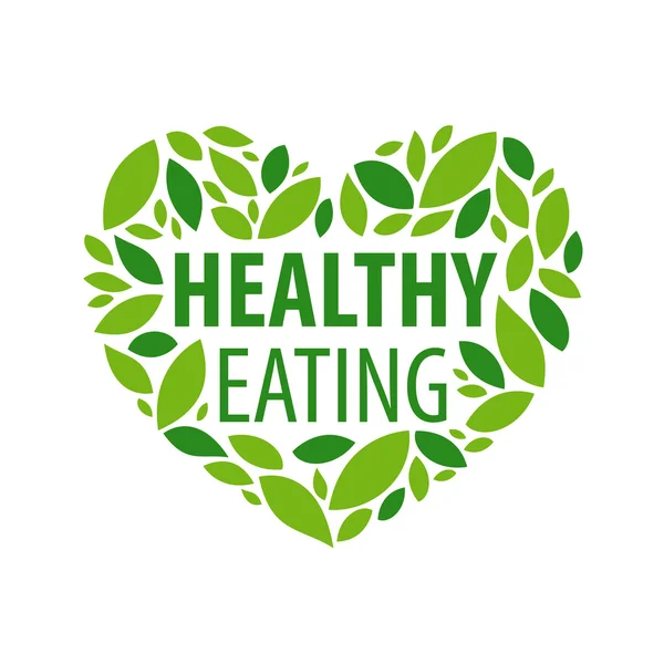 Logo vektor hati dari kelopak untuk pola makan yang sehat - Stok Vektor