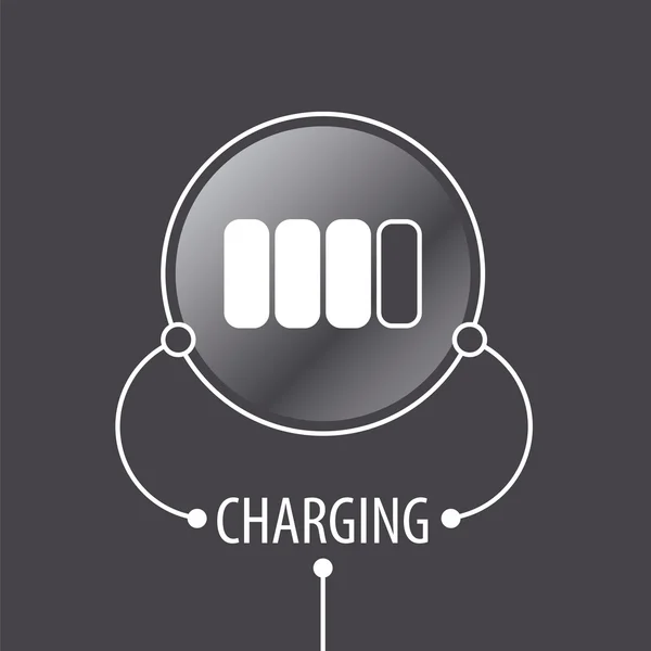 バッテリー充電器のラウンドのベクトルのロゴ — ストックベクタ