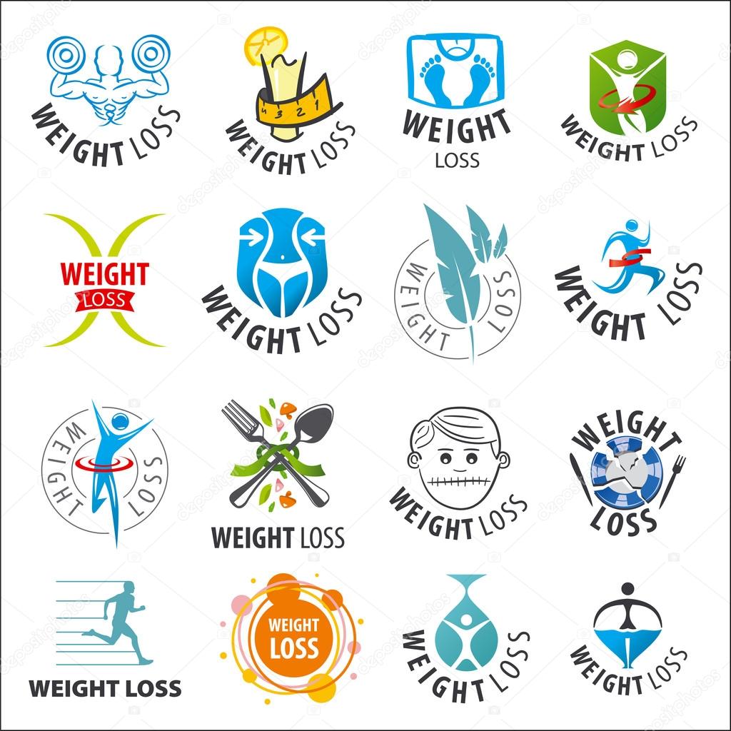 large set of vector logos weight loss